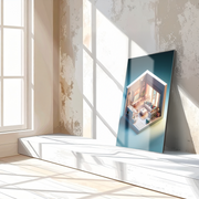 Modern Miniature Room Glass Wall Art – Cozy Interior Design UV Print-KAFCD040