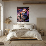 Astronaut Sloth Glass Wall Art – Cute Space Explorer UV Print Design-KAFCD047