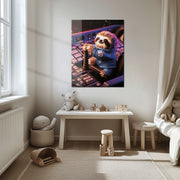 Astronaut Sloth Glass Wall Art – Cute Space Explorer UV Print Design-KAFCD047