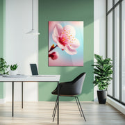Cherry Blossom Close-Up Glass Wall Art – Soft Pink Floral UV Print-KAFCD048