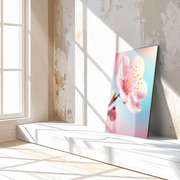 Cherry Blossom Close-Up Glass Wall Art – Soft Pink Floral UV Print-KAFCD048