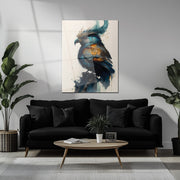 Fantasy Crowned Bird Glass Wall Art – Colorful Watercolor UV Print Design-KAFCD051