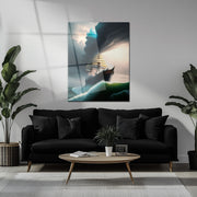 Stormy Seas Tall Ship Glass Wall Art – Dramatic Ocean Adventure UV Print-KAFCD052
