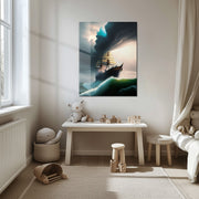 Stormy Seas Tall Ship Glass Wall Art – Dramatic Ocean Adventure UV Print-KAFCD052
