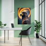 Golden Eagle Portrait Glass Wall Art – Bold Wildlife Focus UV Print-KAFCD053