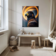 Golden Eagle Portrait Glass Wall Art – Bold Wildlife Focus UV Print-KAFCD053