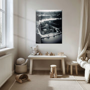 Black and White Palace Cityscape Glass Wall Art – Architectural UV Print Design-KAFCD054