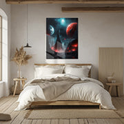 Alien Planet Landscape Glass Wall Art – Sci-Fi Cosmic UV Print Design-KAFCD055