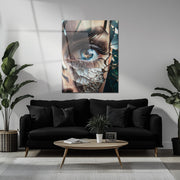 Shattered Glass Eye Art on Tempered Glass – UV Print Surreal Portrait Panel-KAFCD060