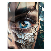 Shattered Glass Eye Art on Tempered Glass – UV Print Surreal Portrait Panel-KAFCD060