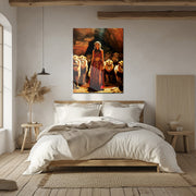 Queen of the Lions UV Glass Wall Art – Regal Woman with Lions in Sunlit Cave-KAFCD067