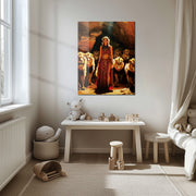 Queen of the Lions UV Glass Wall Art – Regal Woman with Lions in Sunlit Cave-KAFCD067