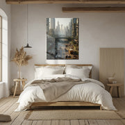 Post-Apocalyptic Future City UV Glass Wall Art – Overgrown Metropolis in Sci-Fi Dystopia-KAFCD071