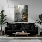 Post-Apocalyptic Future City UV Glass Wall Art – Overgrown Metropolis in Sci-Fi Dystopia-KAFCD071