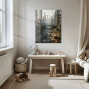 Post-Apocalyptic Future City UV Glass Wall Art – Overgrown Metropolis in Sci-Fi Dystopia-KAFCD071