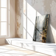 Post-Apocalyptic Future City UV Glass Wall Art – Overgrown Metropolis in Sci-Fi Dystopia-KAFCD071