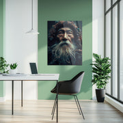 Ancient Wisdom Portrait UV Glass Wall Art – Mystical Elder with Deep Gaze-KAFCD072