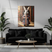 Royal Rabbit in Traditional Robe UV Glass Wall Art – Whimsical Chinese-Inspired Decor-KAFCD074