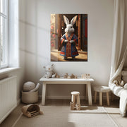 Royal Rabbit in Traditional Robe UV Glass Wall Art – Whimsical Chinese-Inspired Decor-KAFCD074