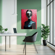 Futuristic Woman in Visor UV Glass Wall Art – Sci-Fi Cyber Aesthetic Decor-KAFCD075