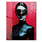 Futuristic Woman in Visor UV Glass Wall Art – Sci-Fi Cyber Aesthetic Decor-KAFCD075