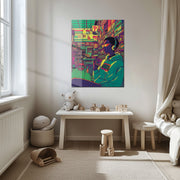 Neon Urban Vibes UV Glass Wall Art – Cyber Pop Style in 7-Eleven Aesthetic-KAFCD076