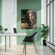 Vintage Astronavigator UV Glass Wall Art – Female Pilot with Star Map-KAFCD077