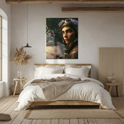 Vintage Astronavigator UV Glass Wall Art – Female Pilot with Star Map-KAFCD077