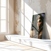 Vintage Astronavigator UV Glass Wall Art – Female Pilot with Star Map-KAFCD077