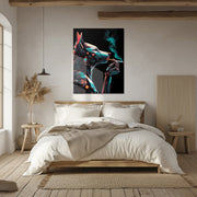 Cybernetic Canine Smoking Portrait – Futuristic Neon Dog UV Glass Wall Art-KAFCD078