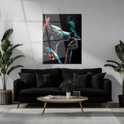 Cybernetic Canine Smoking Portrait – Futuristic Neon Dog UV Glass Wall Art-KAFCD078