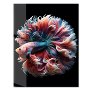 Elegant Betta Fish Flow – Colorful UV Glass Wall Art with Fluid Fin Design-KAFCD080