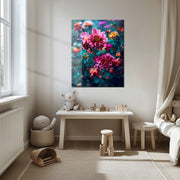 Romantic Floral Bloom – Colorful UV Glass Wall Art with Botanical Elegance-KAFCD081