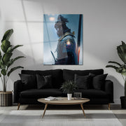 Samurai Warrior in Winter – Epic Japanese Swordfighter UV Glass Wall Art-KAFCD085