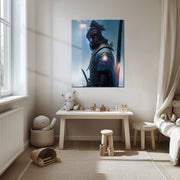 Samurai Warrior in Winter – Epic Japanese Swordfighter UV Glass Wall Art-KAFCD085