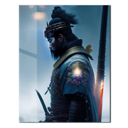 Samurai Warrior in Winter – Epic Japanese Swordfighter UV Glass Wall Art-KAFCD085