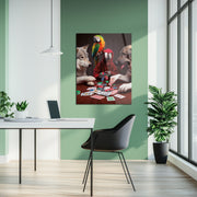 Poker Night with Parrots and Pups – Funny Animal UV Glass Wall Art-KAFCD087
