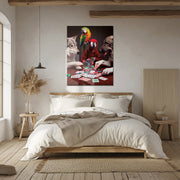 Poker Night with Parrots and Pups – Funny Animal UV Glass Wall Art-KAFCD087