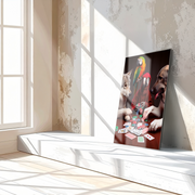 Poker Night with Parrots and Pups – Funny Animal UV Glass Wall Art-KAFCD087