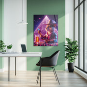 Cowboy Hamster Poker Night – Neon UV Glass Wall Art for Game Room Vibes-KAFCD088