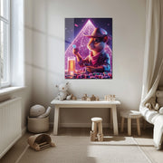 Cowboy Hamster Poker Night – Neon UV Glass Wall Art for Game Room Vibes-KAFCD088