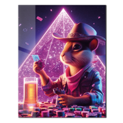 Cowboy Hamster Poker Night – Neon UV Glass Wall Art for Game Room Vibes-KAFCD088