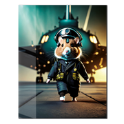 Jet Pilot Hamster UV Glass Wall Art – Funny Aviation-Inspired Glass Print-KAFCD089