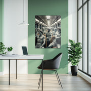 Classical Commuters UV Glass Wall Art – Greek Sculptures on a Subway Ride - KAFCD092