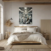 Classical Commuters UV Glass Wall Art – Greek Sculptures on a Subway Ride - KAFCD092