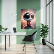 Big-Eyed Fantasy Kitten UV Glass Wall Art – Cute Neon Pet Illustration - KAFCD094