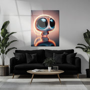 Big-Eyed Fantasy Kitten UV Glass Wall Art – Cute Neon Pet Illustration - KAFCD094