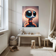 Big-Eyed Fantasy Kitten UV Glass Wall Art – Cute Neon Pet Illustration - KAFCD094