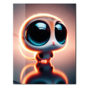 Big-Eyed Fantasy Kitten UV Glass Wall Art – Cute Neon Pet Illustration - KAFCD094