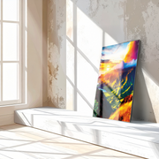 Sunlit Mountain Landscape – Vibrant Sunset Scenic UV Glass Wall Art - KAFCD098